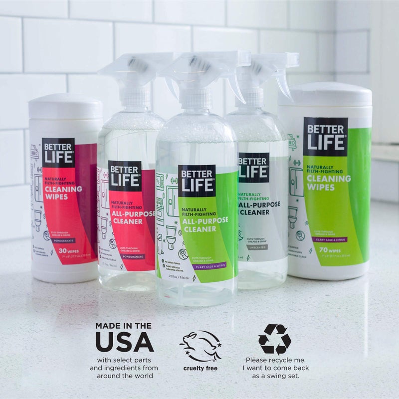 Better Life منظف حياة أفضل لجميع الأغراض - رذاذ تنظيف متعدد الأغراض للمنزل والمطبخ للزجاج، الأسطح، الأجهزة، الأثاث والمزيد - منظف رذاذ متعدد الأسطح - 32 أونصة (عبوة من 2) بدون رائحة - Image 5