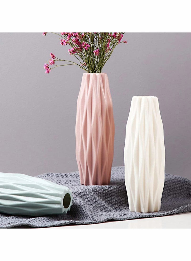 Excefore مزهرية زهور، مزهرية زهرية عصرية زخرفية، لتزيين المنزل، مركزيات غرفة المعيشة والمناسبات، وعاء نبات مزهر للديكور المنزلي والمكتب الأخضر (أبيض) - Image 5