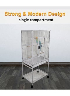 MAJIBAO Bird Cage, Food Containers, Parrot Modern cage, Strong cage, entertaining cage, White color cage, Birds Village, Indoor use, Beautiful Design, Easy to Assemble, white color, 136 cm height  - Image 2