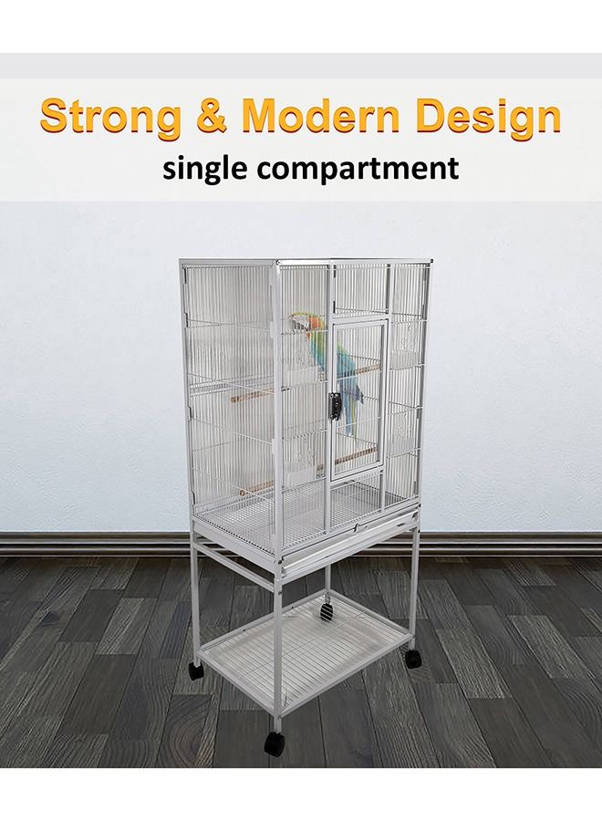 MAJIBAO Bird Cage, Food Containers, Parrot Modern cage, Strong cage, entertaining cage, White color cage, Birds Village, Indoor use, Beautiful Design, Easy to Assemble, white color, 136 cm height  - Image 2