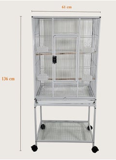 MAJIBAO Bird Cage, Food Containers, Parrot Modern cage, Strong cage, entertaining cage, White color cage, Birds Village, Indoor use, Beautiful Design, Easy to Assemble, white color, 136 cm height  - Image 5