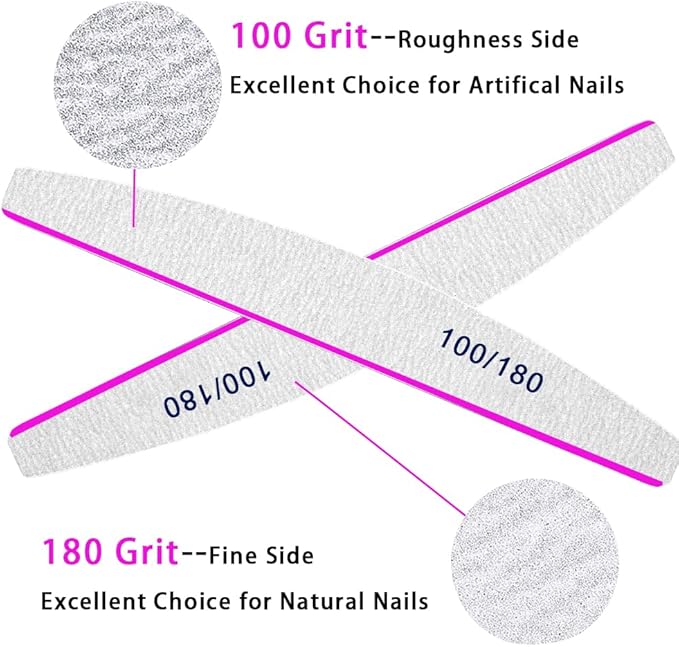 BLESWIN 12pcs Professional Nail Files 180240 Grit Washable Reusable DoubleSided Emery Board for Natural Thick Nails - Image 5