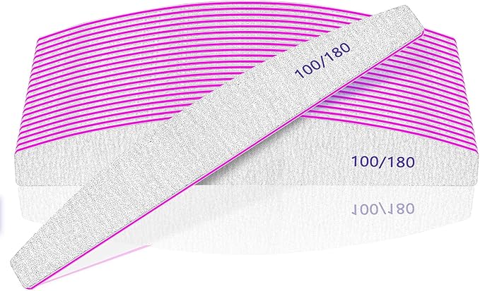 BLESWIN 12pcs Professional Nail Files 180240 Grit Washable Reusable DoubleSided Emery Board for Natural Thick Nails - Image 1