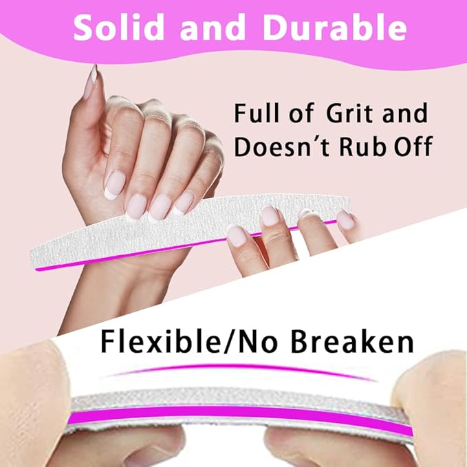 BLESWIN 12pcs Professional Nail Files 180240 Grit Washable Reusable DoubleSided Emery Board for Natural Thick Nails - Image 3