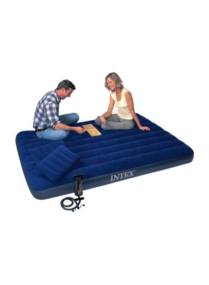 Macon Intex ZX-64765 Inflatable Classic Downy Airbed with Pump & Cushions – Fiber-Tech 152x203x25cm (Queen Size) - Image 3