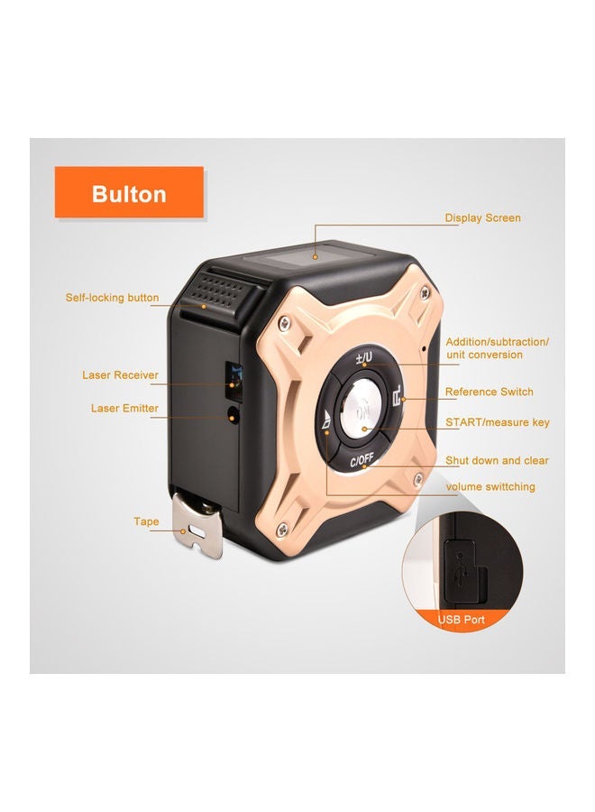 NIBEMINENT 2-In-1 Handheld Electronic Infrared Rangefinder Tape Measure With LCD Display Blue/Silver - Image 3