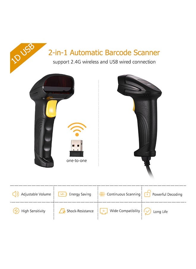 NIBEMINENT USB Wired Handheld Barcode Scanner Black/Yellow  - Image 3
