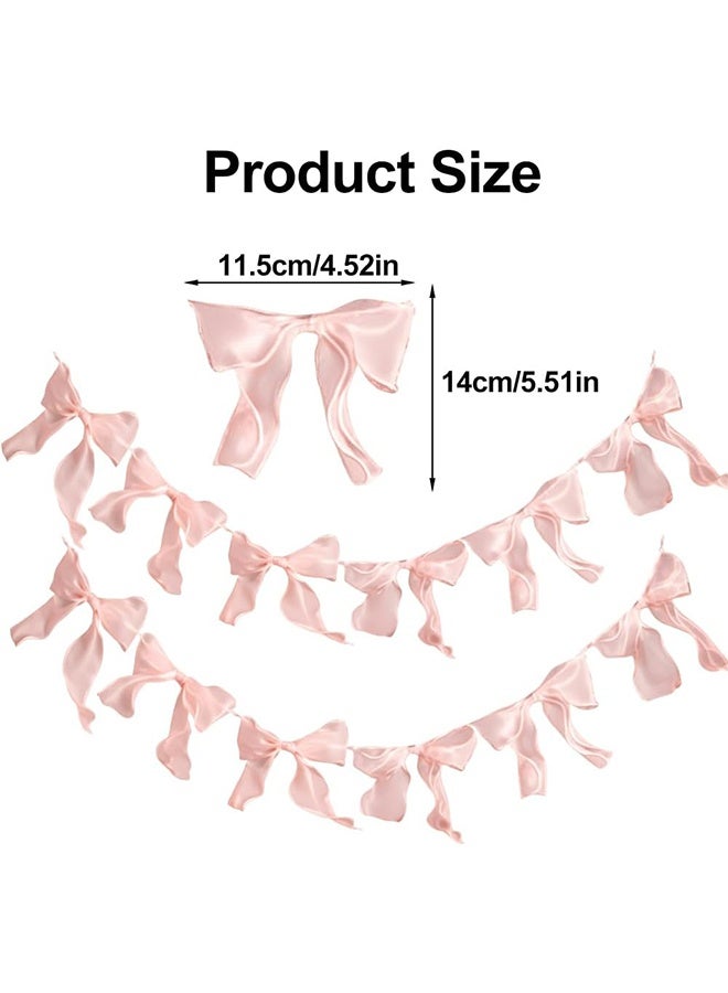 Quantum Pink Bowknot Banners Decoration, Tulle Bow Garland, for Birthday Wedding Holiday - Image 2