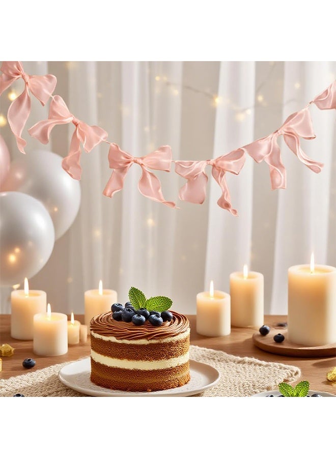 Quantum Pink Bowknot Banners Decoration, Tulle Bow Garland, for Birthday Wedding Holiday - Image 3