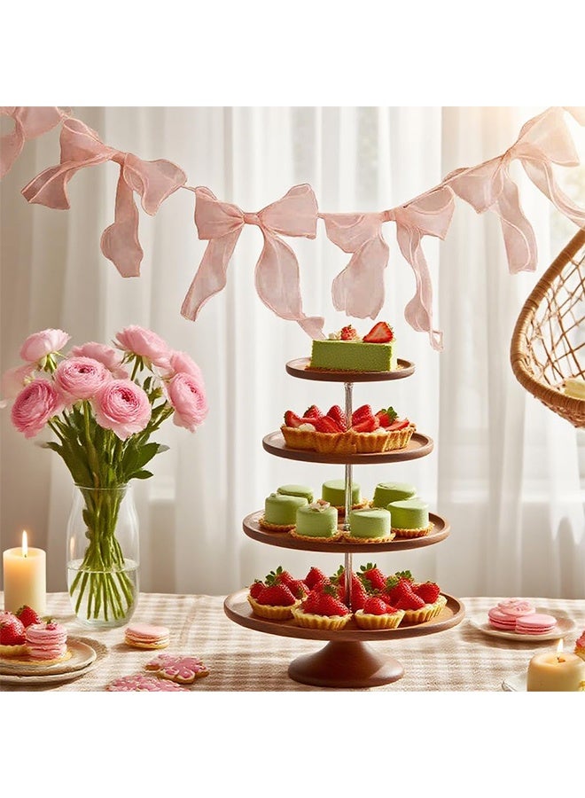 Quantum Pink Bowknot Banners Decoration, Tulle Bow Garland, for Birthday Wedding Holiday - Image 4