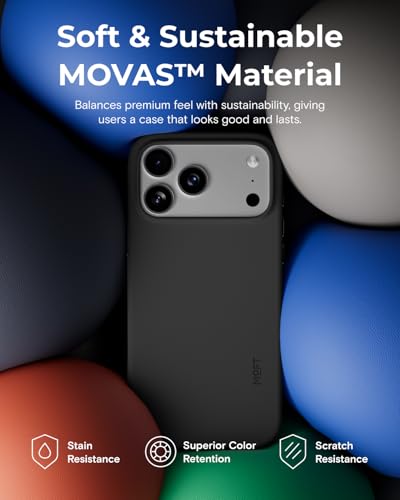 MOFT for iPhone 17 Case- MOVAS Snap Case, MagSafe Compatible, Soft-Touch Vegan Leather, Classic Minimalist Design, Lightweight, Stain-Resistant & Camera Protection, Jet Black - Image 3