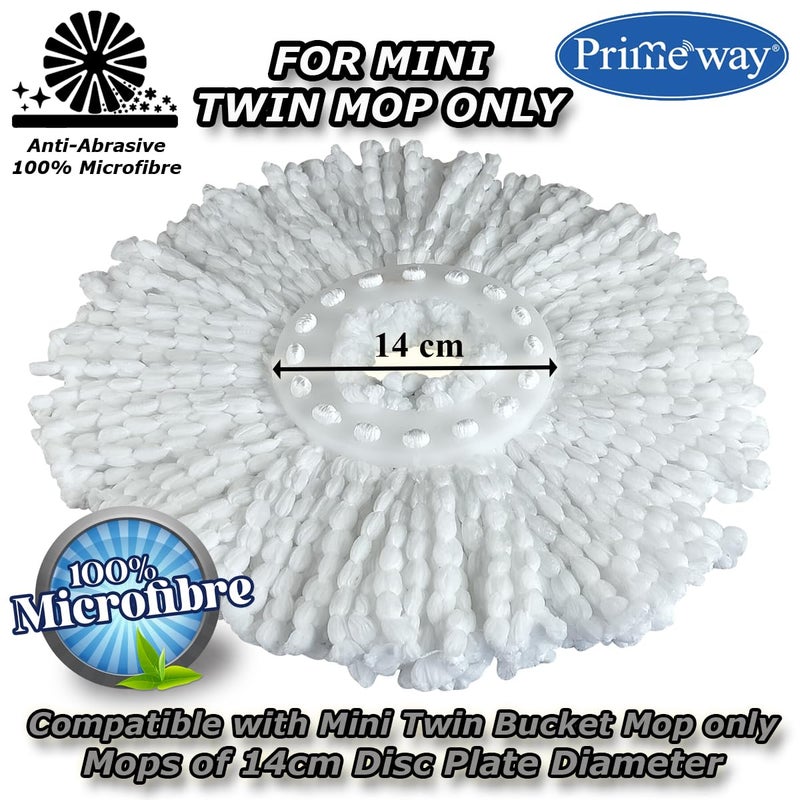 Primeway ® Microfibre Polyester 2 Refills Replacement Set for Mini 3 LTR Twin Bucket Mop | Ring Size 14cm | Microfibre Strands Diameter 36cm | 100 Grams Each | Pack of 4 - Image 5