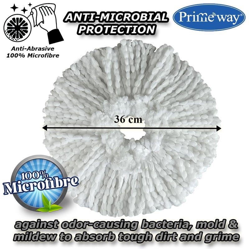 Primeway ® Microfibre Polyester 2 Refills Replacement Set for Mini 3 LTR Twin Bucket Mop | Ring Size 14cm | Microfibre Strands Diameter 36cm | 100 Grams Each | Pack of 4 - Image 3