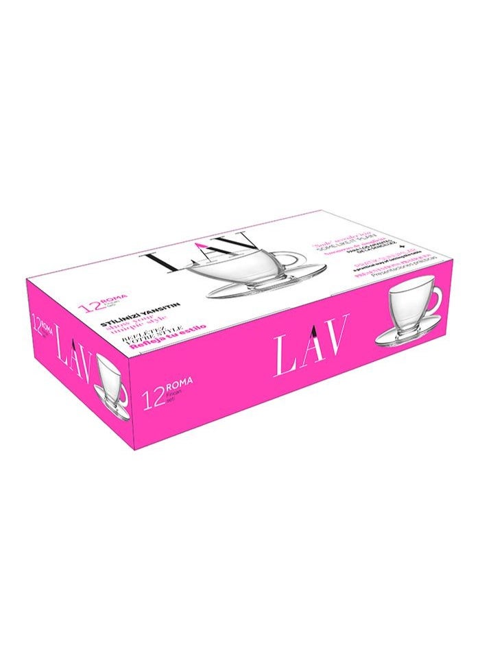 LAV Roma 12-Piece Espresso Glasses with Saucers, 95ml - Image 2