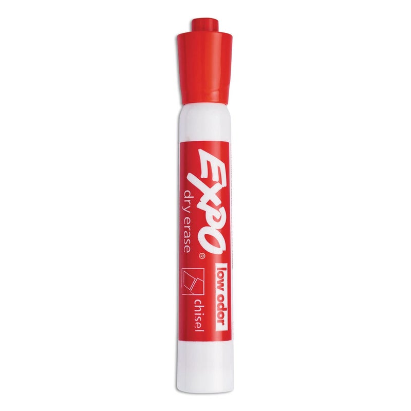 EXPO Low Odor Dry Erase Markers Chisel Tip Red 12 Count - Image 4