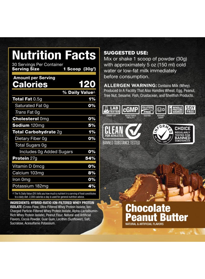AllMax Nutrition ALLMAX ISOFLEX Whey Protein Isolate, Chocolate Peanut Butter - 2 lb - 27 Grams of Protein Per Scoop - Zero Fat & Sugar - 99% Lactose Free - Gluten Free & Soy Free - Approx. 30 Servings - Image 2