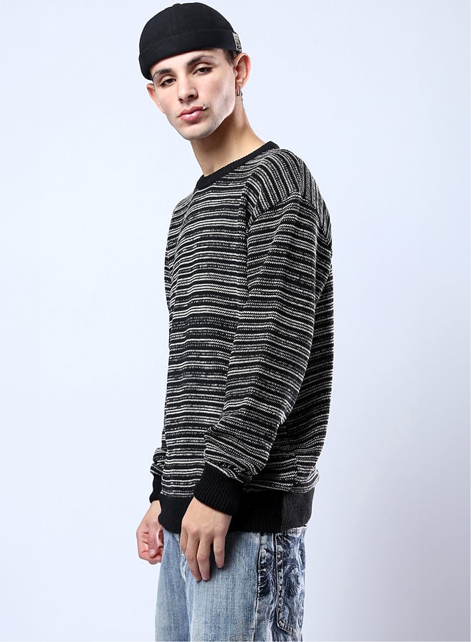 RAVIN Black & White Relaxed Slip On Winter Pullover - Image 2