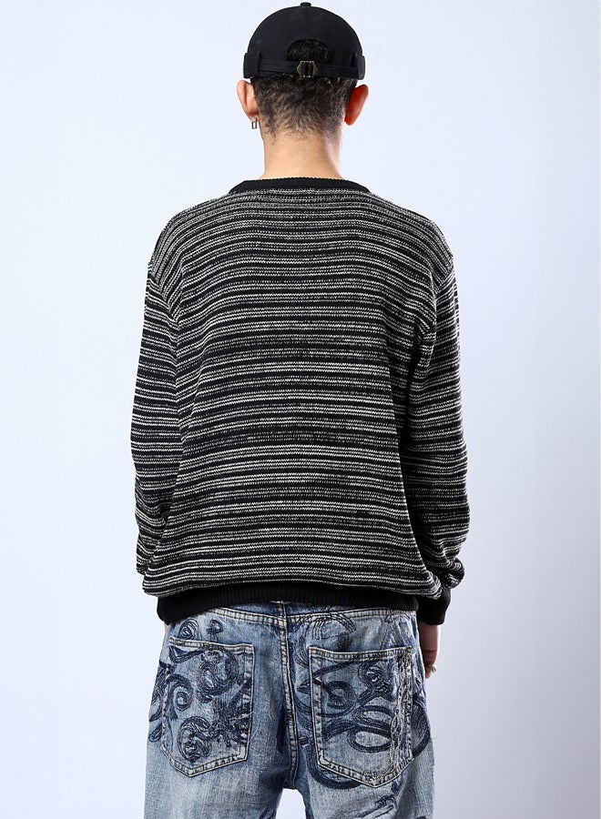 RAVIN Black & White Relaxed Slip On Winter Pullover - Image 3