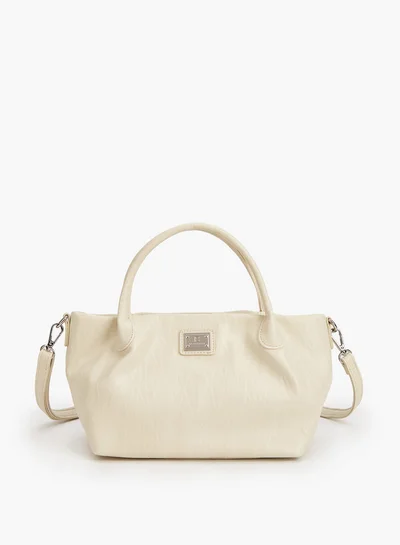 Flora Bella By Shoexpress Textured Tote Bag with Button Closure