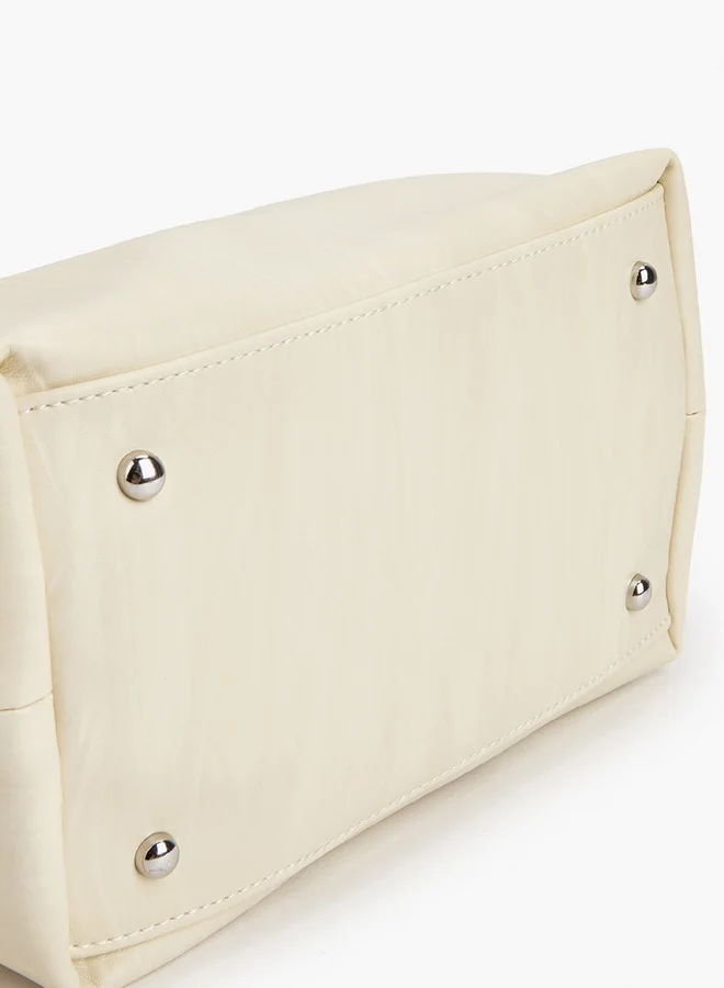 Flora Bella By Shoexpress Textured Tote Bag with Button Closure