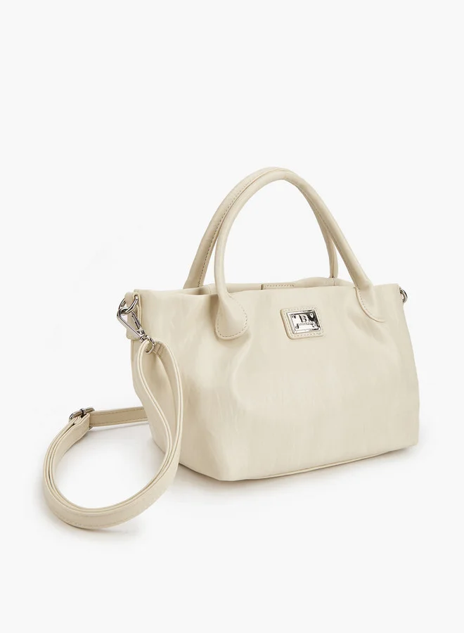 Flora Bella By Shoexpress Textured Tote Bag with Button Closure