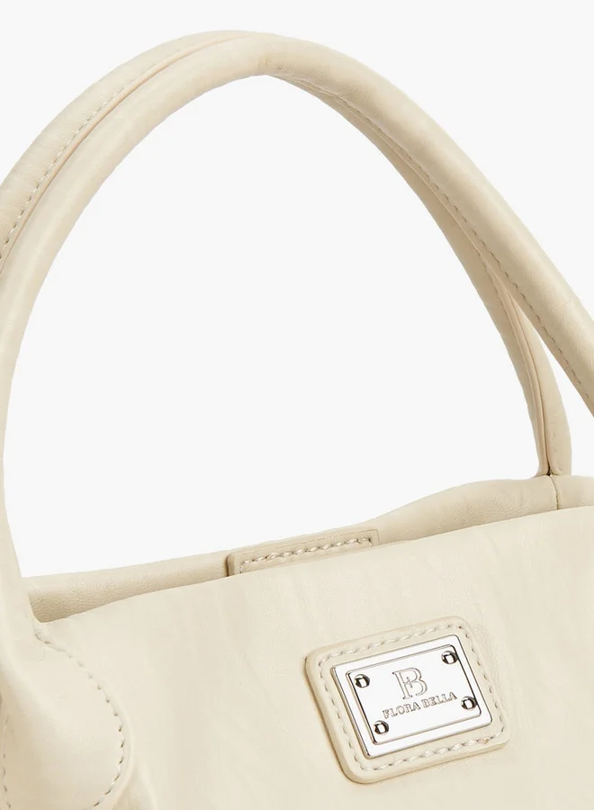 Flora Bella By Shoexpress Textured Tote Bag with Button Closure
