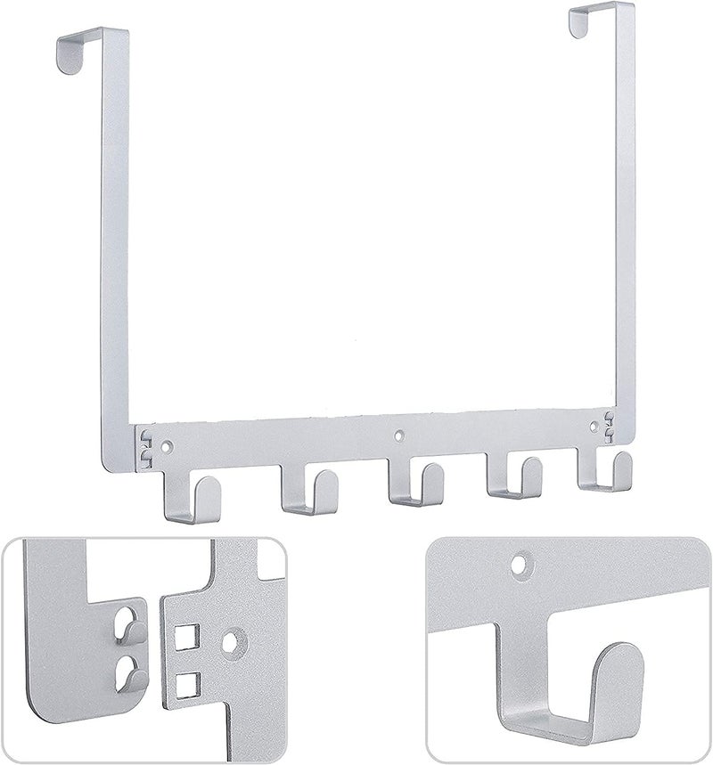 ATCAN Over The Door Hooks Door Hanger 2 Packs Over Door Hooks 6 Hooks Sturdy Metal Over Door Hooks for Hanging Clothes Coats Hats Robes Towels 2 pcs White - Image 3