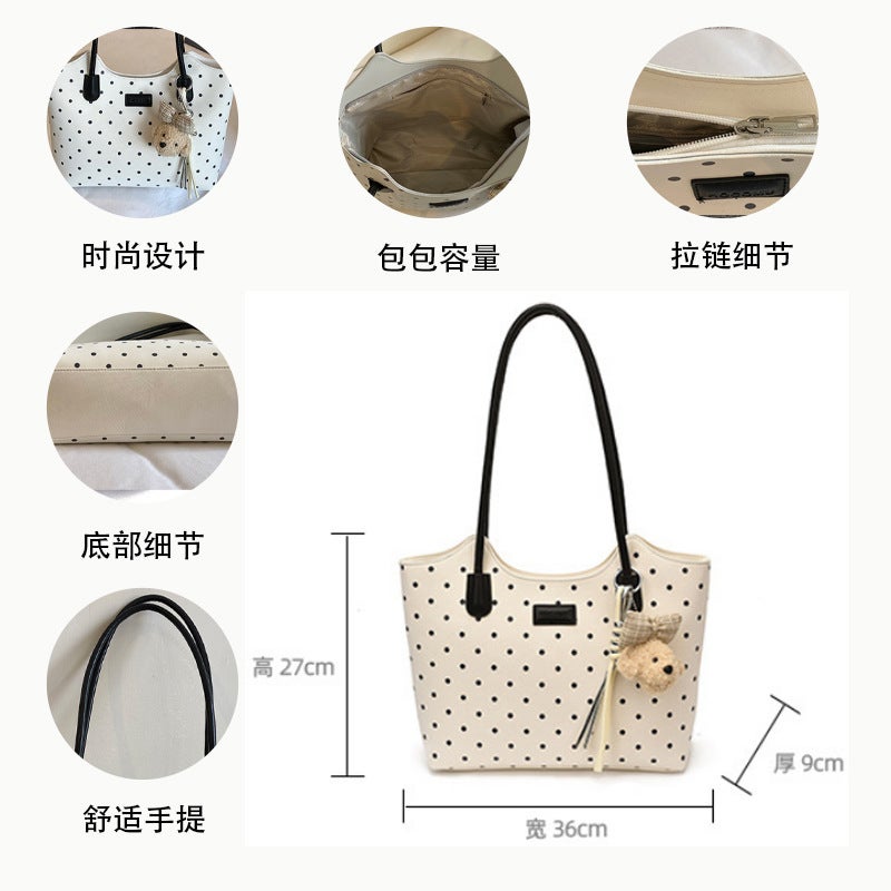 2026 New Fashion Large Capacity Polka Dot Tote Bag Luxury Casual Shoulder Bag - Image 2