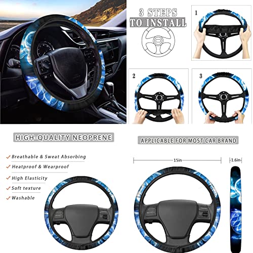 AFPANQZ 11Pack Sea Turtles Car Accessories Set Car Seat Covers Full Set with Steering Wheel Cover/Car Coaster/Handbrake Gear Shift Knob Covers/Seat Belt Shoulder Pads Auto Decoration Women Men - Image 3