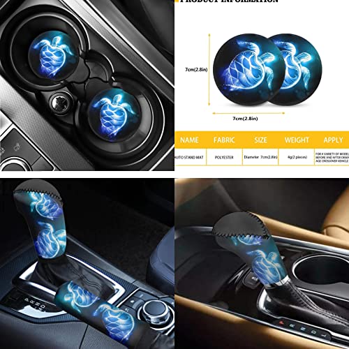 AFPANQZ 11Pack Sea Turtles Car Accessories Set Car Seat Covers Full Set with Steering Wheel Cover/Car Coaster/Handbrake Gear Shift Knob Covers/Seat Belt Shoulder Pads Auto Decoration Women Men - Image 5