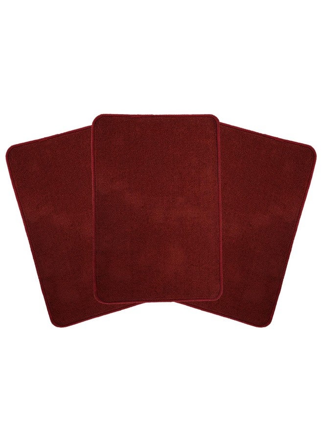 Kuber Industries Pack of 3 Anti-Skid Door Mats For Home | Soft, Washable Microfibre & Water Soaking Floor/Bathroom Mat - Maroon - Image 1