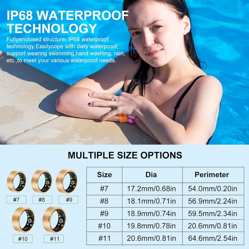 Smart Ring Health Tracker,Calorie/Heart Rate/Sleep/Oximetry Monitoring,Remote Photo,Health Rings for Women & Men,Wearable IP68 Waterproof Fitness Monitor,Compatible with iOS and Android (11） - Image 5