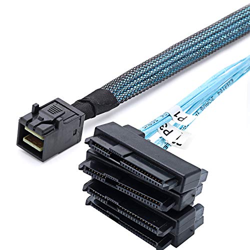 CableDeconn SFF-8643 Internal Mini SAS HD to (4) 29pin SFF-8482 connectors with SAS 15pin Power Port 12GB/S Cable (1M) (H0204) - Image 4