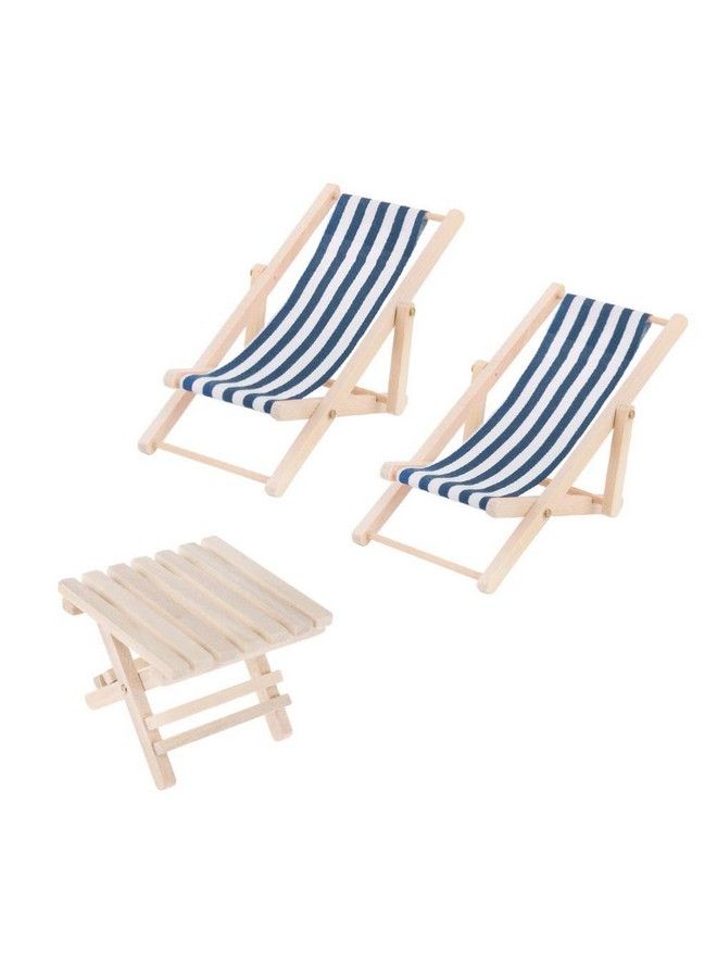 STOBOK كرسي شاطئ خشبي صغير مقاس 1/12 كرسي طويل لمنزل الدمى المصنوع يدويًا - Image 3