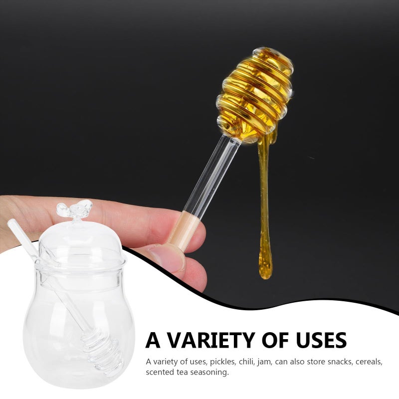 Glass Honey Jar Set 250ml Storage Canister with Lid and 2 Stirring Sticks - Image 4