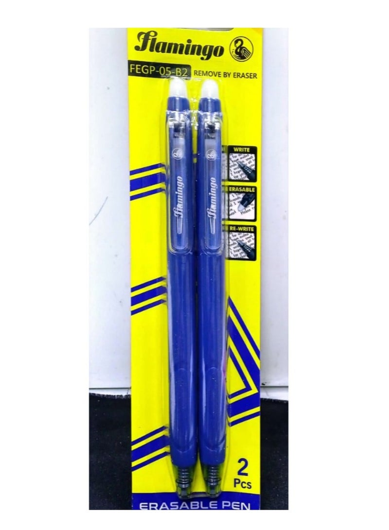 Flamingo 2-Pieces Erasable Pen Blue Color - Image 1