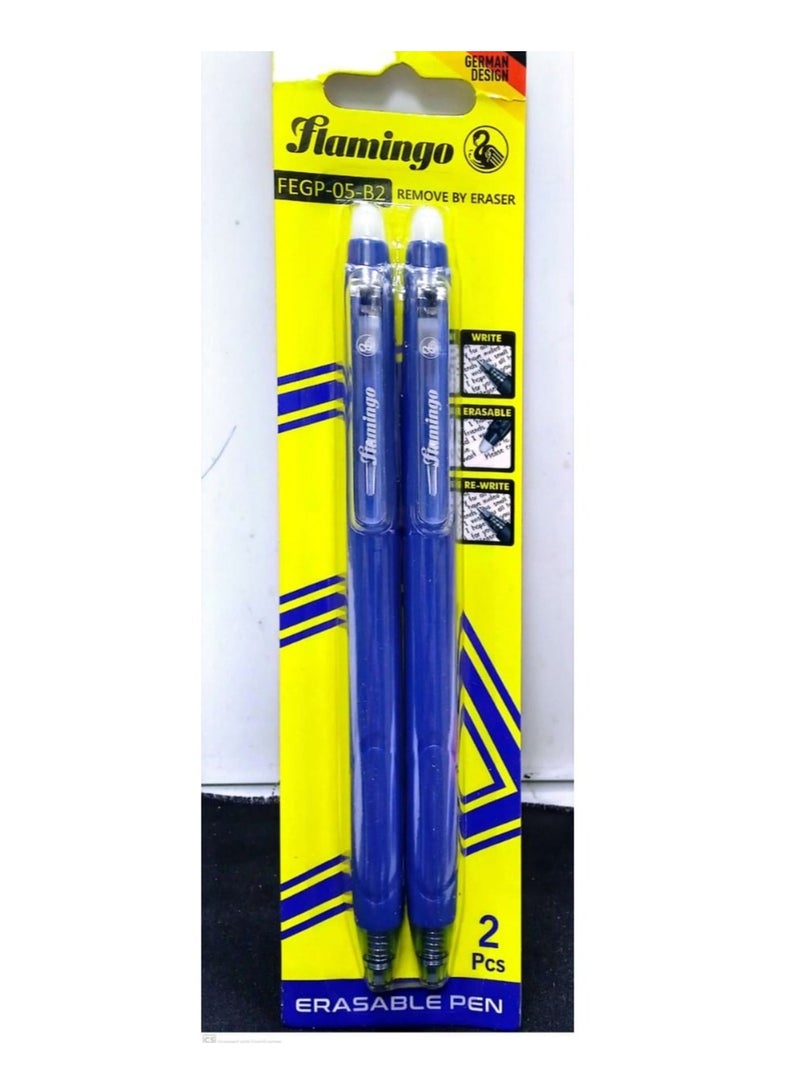 Flamingo 2-Pieces Erasable Pen Blue Color - Image 2