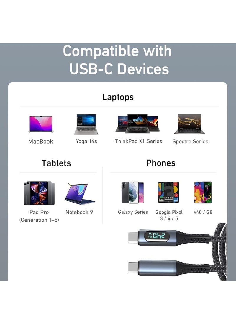Rock Pow - 240W USB 4.0 Cable 40Gbps 8K@60Hz PD Type C Cord USB C to USB C Male to Male Cable Cord for Computer Type-C Laptop Pad Hub - Image 1