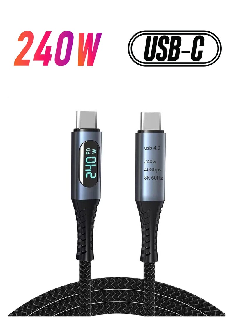 Rock Pow - 240W USB 4.0 Cable 40Gbps 8K@60Hz PD Type C Cord USB C to USB C Male to Male Cable Cord for Computer Type-C Laptop Pad Hub - Image 1