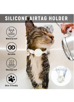RATSAW Cat Collar for Airtag Kitten Collar Breakaway with Silicone Airtag Holder Bells and Flower Charm for Girl Cats Boy Cats Small Dogs Pink  - Image 5