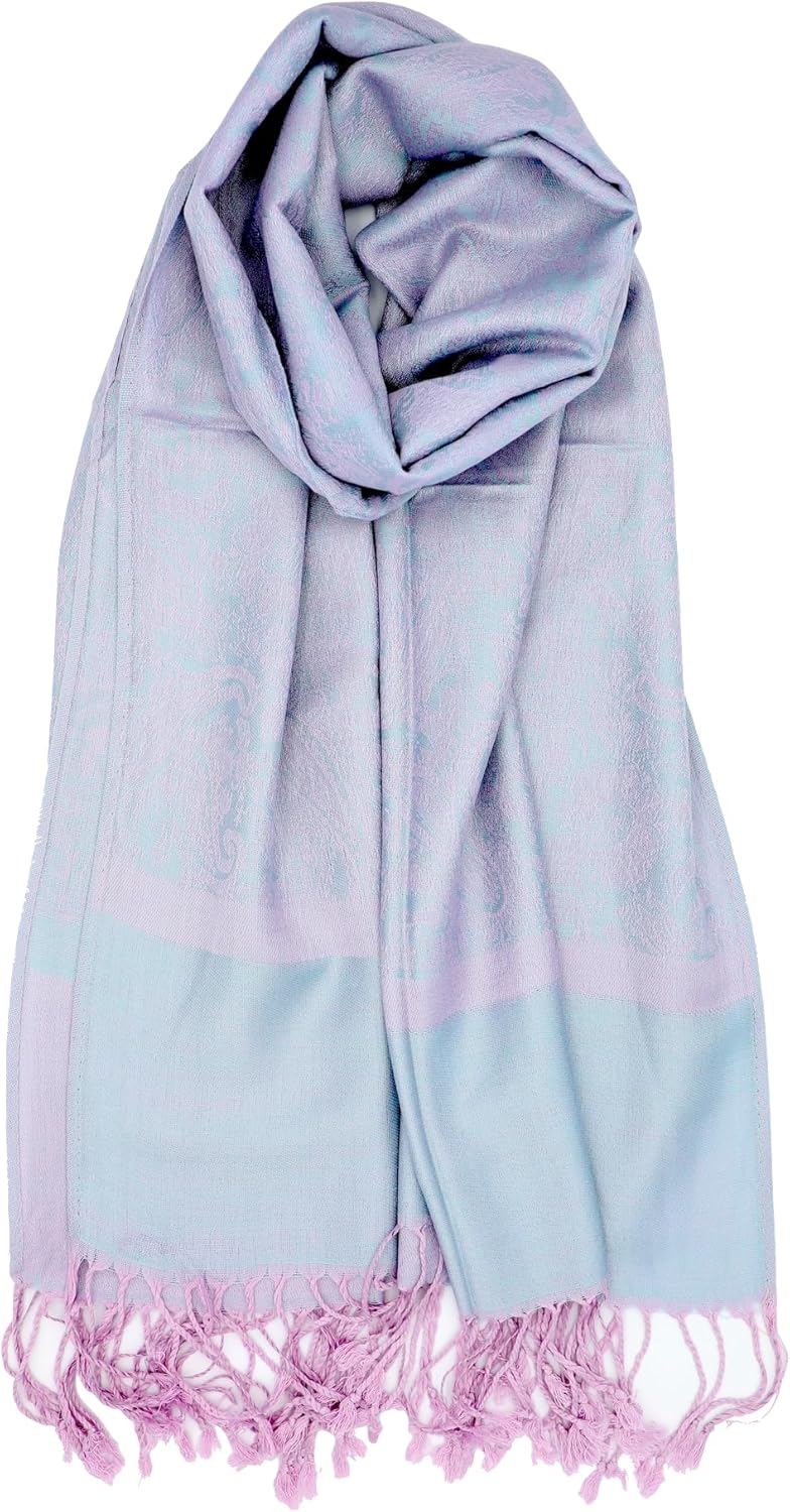 Achillea Two-Tone Vintage Paisley Pashmina Scarf – Lightweight Wrap & Shawl for Dresses, Weddings, Travel, All Seasons - Image 1