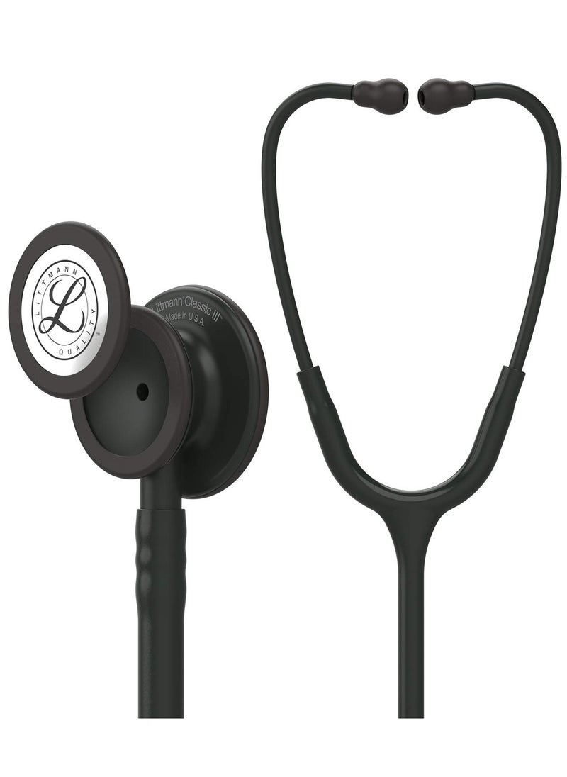 Littmann سماعة الطبيب 3M 5803 Littmann Classic III Black Edition لمراقبة قطعة الصدر، أنبوب أسود 27 بوصة  - Image 1