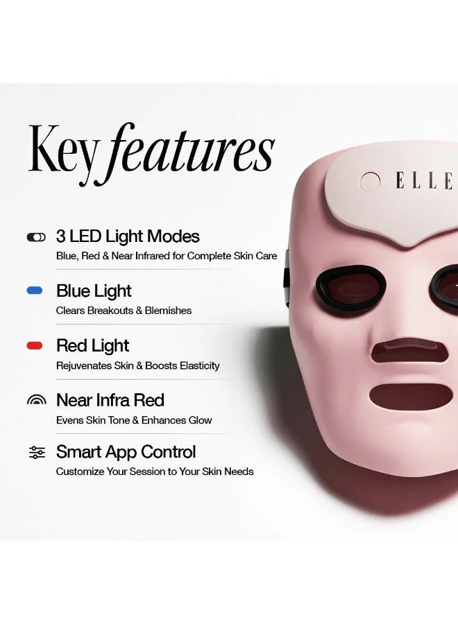 ELLE  Radiance Boost Pro LED Face Mask – FDA Approved & Clinically Proven Light Therapy for Glowing, Youthful Skin | Red, Blue & Infrared Light | Boosts Collagen, Reduces Wrinkles, Breakouts & Blemishes | Comfortable Silicone Fit  | Best Price UAE