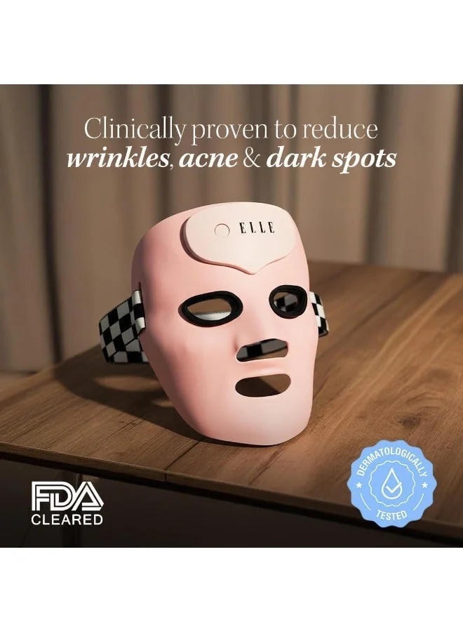 ELLE  Radiance Boost Pro LED Face Mask – FDA Approved & Clinically Proven Light Therapy for Glowing, Youthful Skin | Red, Blue & Infrared Light | Boosts Collagen, Reduces Wrinkles, Breakouts & Blemishes | Comfortable Silicone Fit  | Best Price UAE