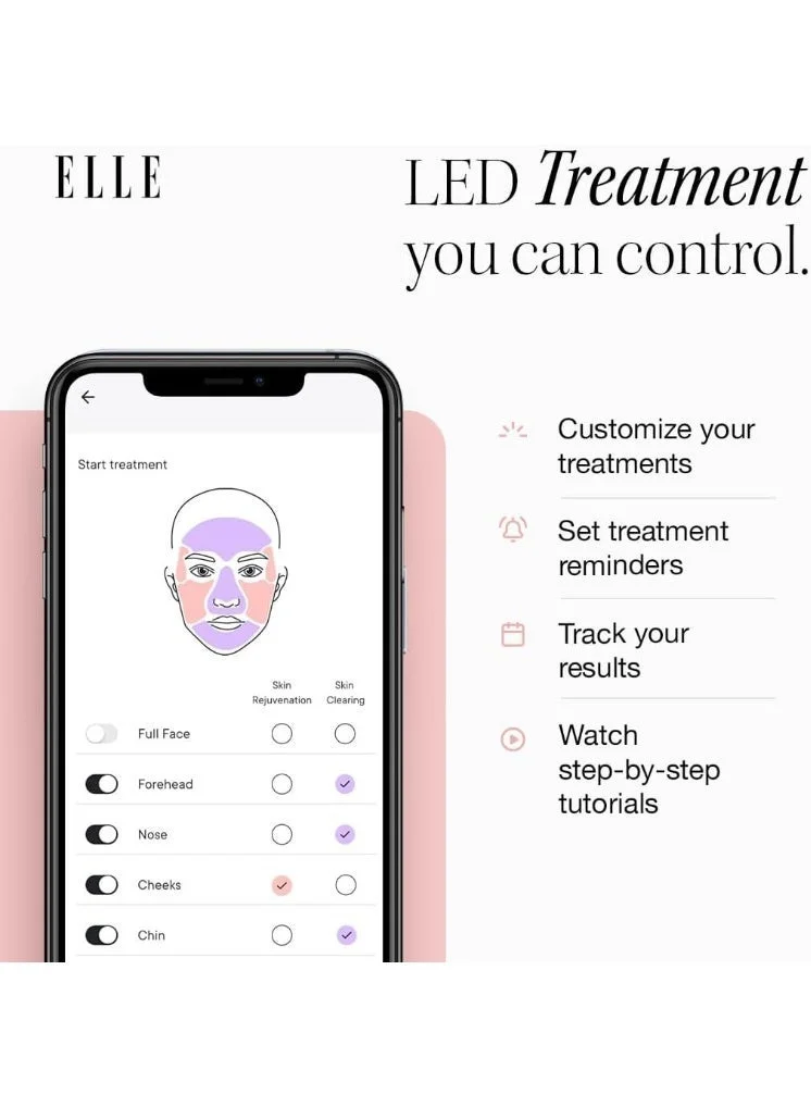 ELLE  Radiance Boost Pro LED Face Mask – FDA Approved & Clinically Proven Light Therapy for Glowing, Youthful Skin | Red, Blue & Infrared Light | Boosts Collagen, Reduces Wrinkles, Breakouts & Blemishes | Comfortable Silicone Fit  | Best Price UAE