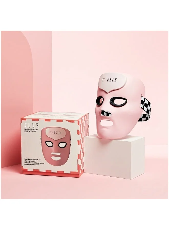 ELLE  Radiance Boost Pro LED Face Mask – FDA Approved & Clinically Proven Light Therapy for Glowing, Youthful Skin | Red, Blue & Infrared Light | Boosts Collagen, Reduces Wrinkles, Breakouts & Blemishes | Comfortable Silicone Fit  | Best Price UAE