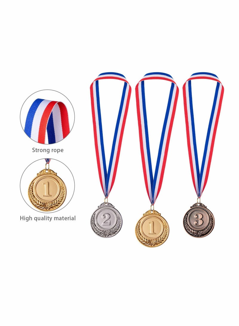SYOSI 18 Pack Gold Silver Bronze Award Medals - 2.5 Inch Award Medals with Neck Ribbon Olympic Style Winner Medals for Sports, Competitions, Party - Image 4