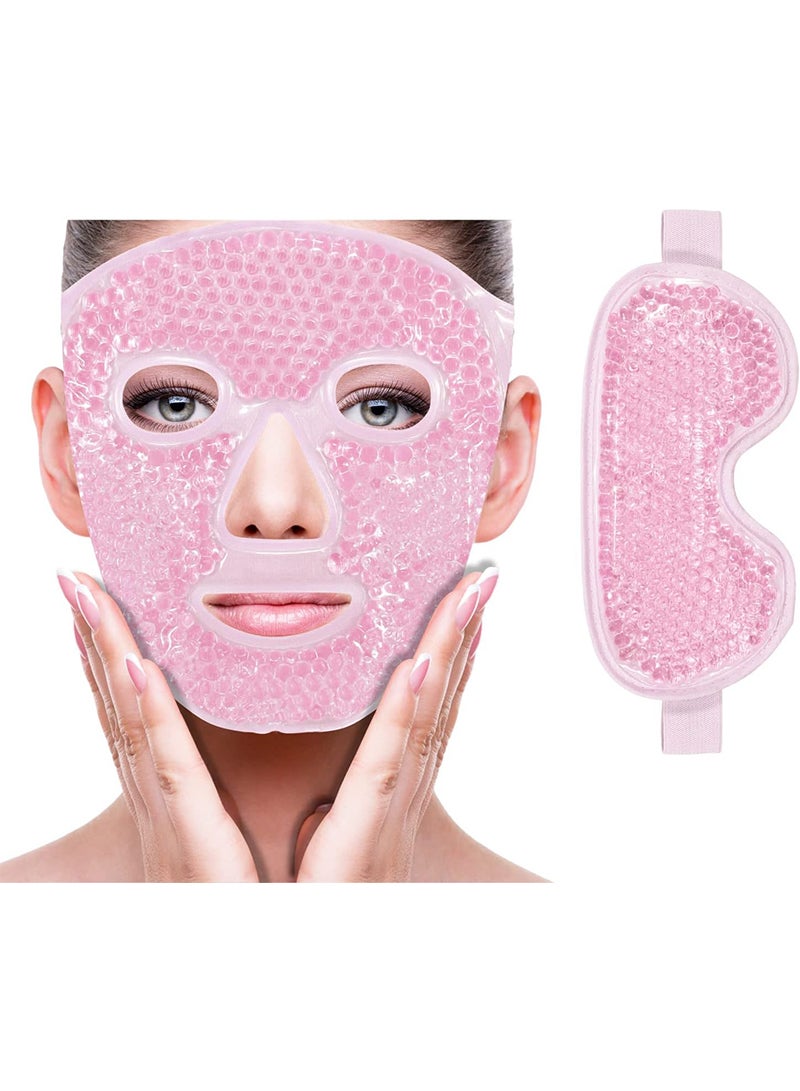 Sharpdo Cold Face Eye Mask Ice Pack Reduce Face Puff,Dark Circles,Gel Beads Hot Heat Cold Compress Pack,Face SPA for Woman Sleeping, Pressure, Headaches, Skin Care - Image 1