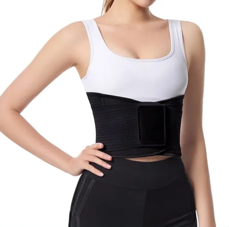 Bluejw Premium 3D Knitted Black Sweat Waist Trimmer Belt - Adjustable Slimming Back Support Trainer for Women & Men - Image 2