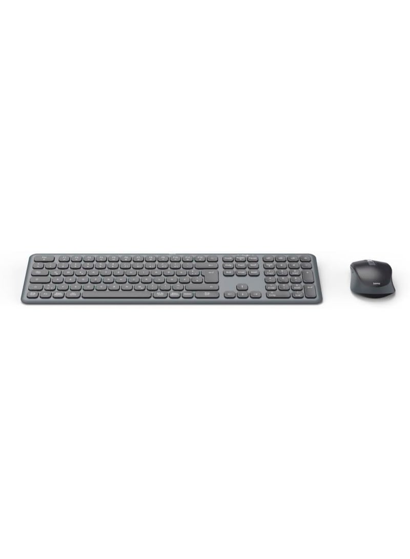 هاما Hama Wireless Keyboard Mouse- Set WKM-550 (Multi-Device 2.4GHz via USB Receiver + 2x Bluetooth for PC, Laptop, Tablet, 10 m Range, German QWERTZ Layout, Quiet, Battery Operated) Black-D3173065 - Image 1